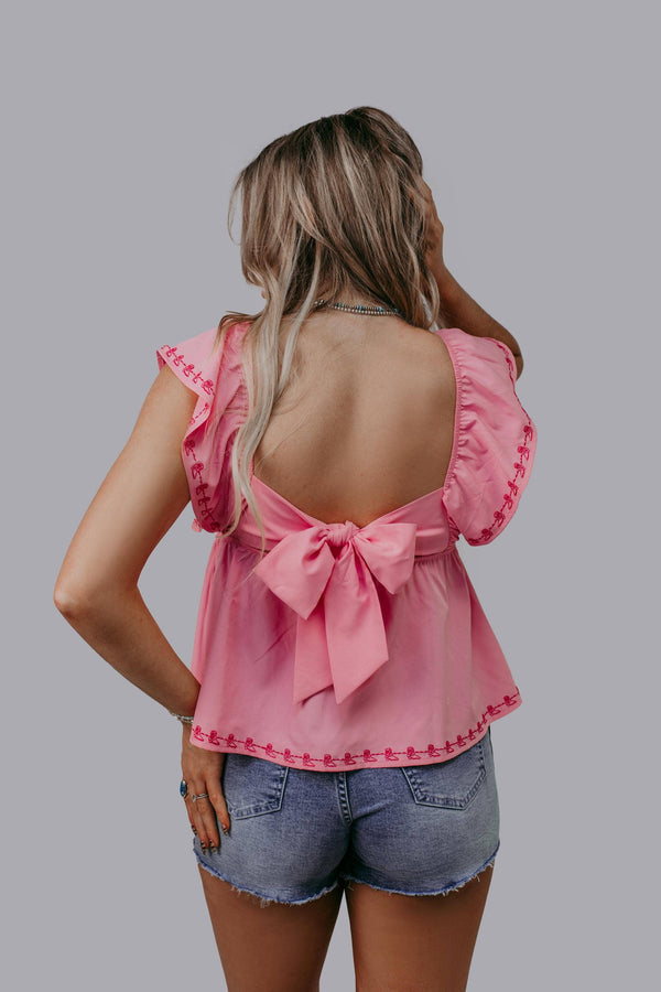 Pink Back Bow Boot Blouse