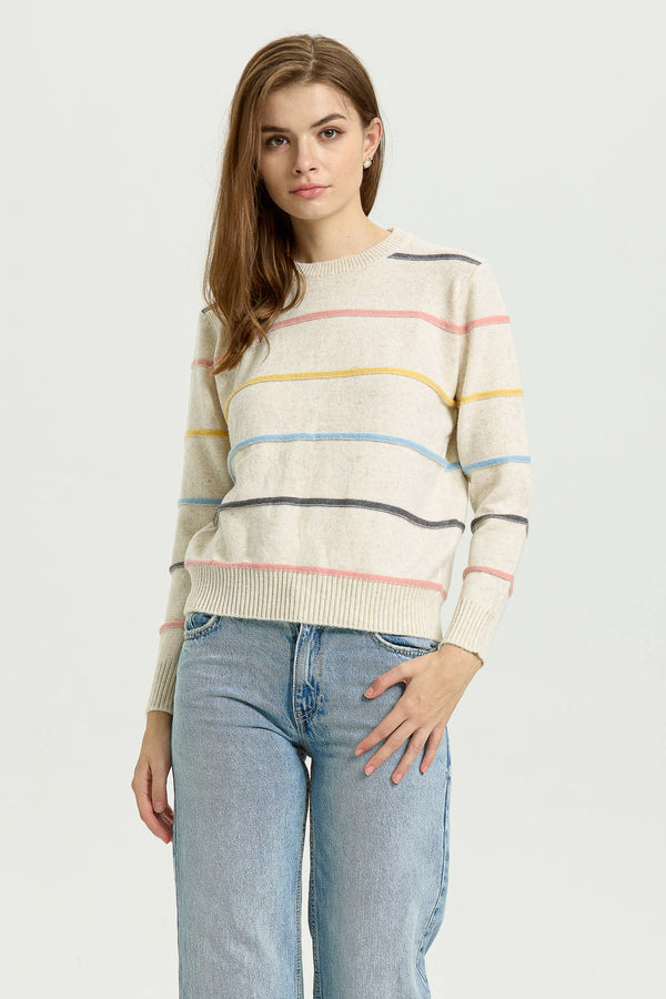 Pastel Striped Crewneck Sweater