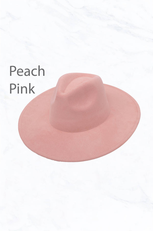 Suede Large Eaves Peach Top Fedora Hat