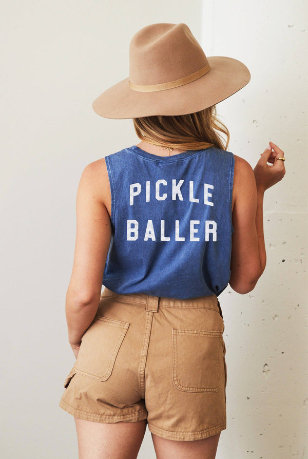 Pickle Baller Front and Back Mineral Graphic Tank Top