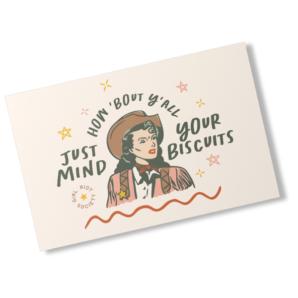 Girl Riot Society Postcard - "Mind Your Biscuits"