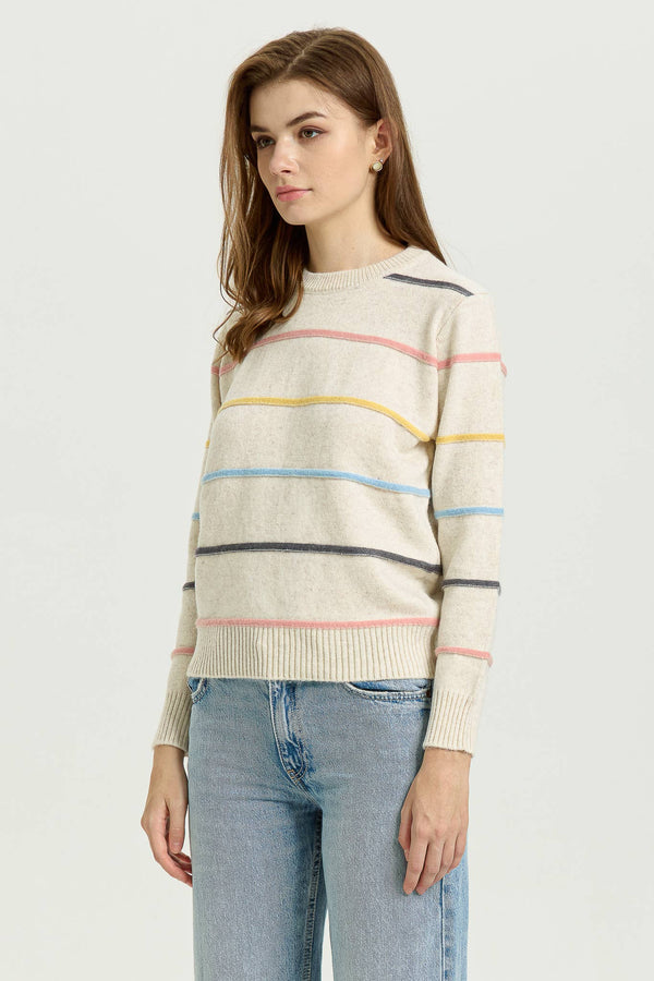 Pastel Striped Crewneck Sweater