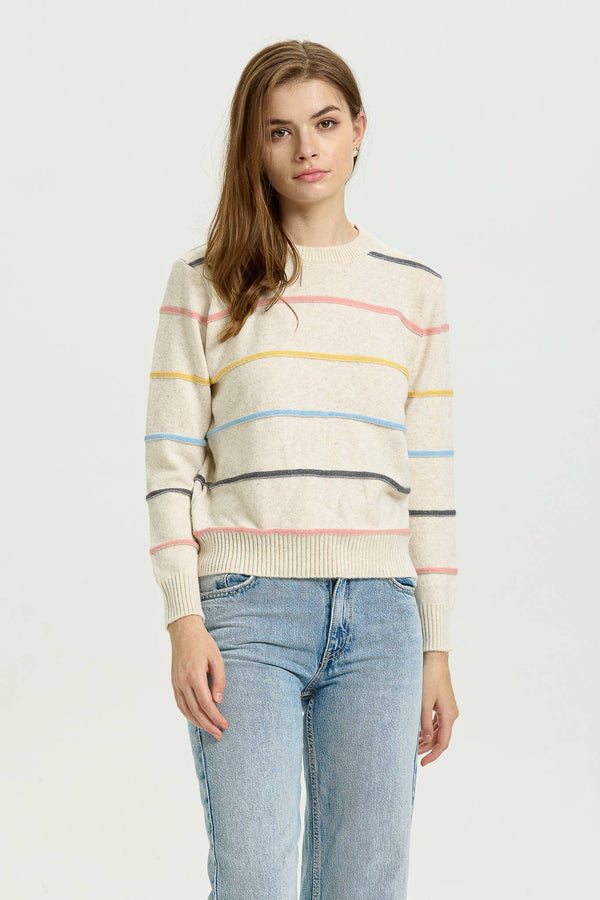 Pastel Striped Crewneck Sweater