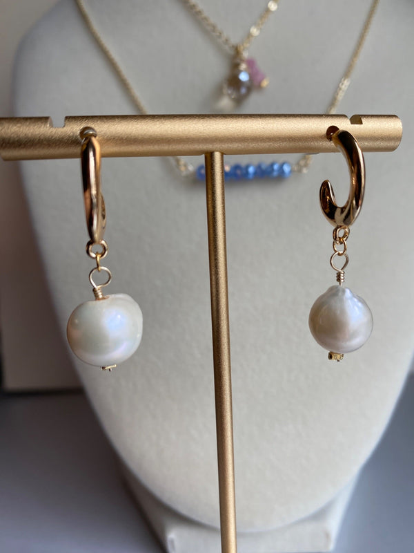 Pearl and Teardrop Crystal Bead Earrings - 7