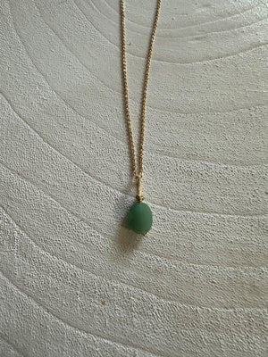 Oval green aventurine necklace  - 1