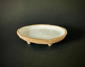 earth & needle footed oval dish - 1