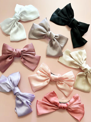 Solid Satin Bow with Spring Clip - 1