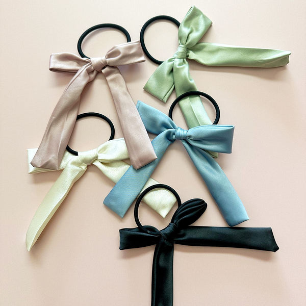 Satin Skinny Bow Elastic Hair Tie - 1