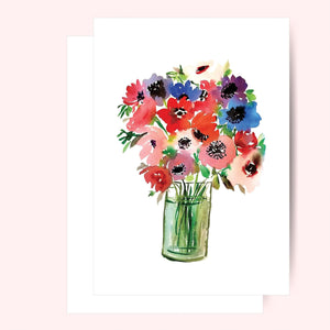 Anemones in a vase greeting card  - 1
