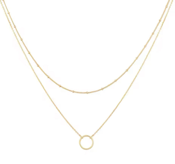 Gold dainty double necklace  - 1