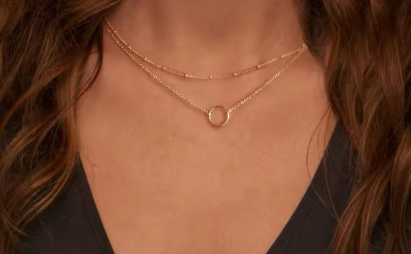 Gold dainty double necklace  - 2