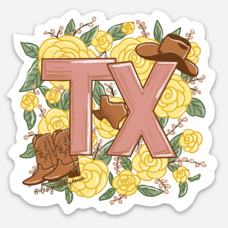 Texas Yellow Rose Sticker - 1