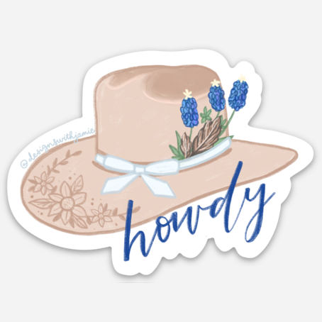 Howdy Cowboy Hat Sticker - 1