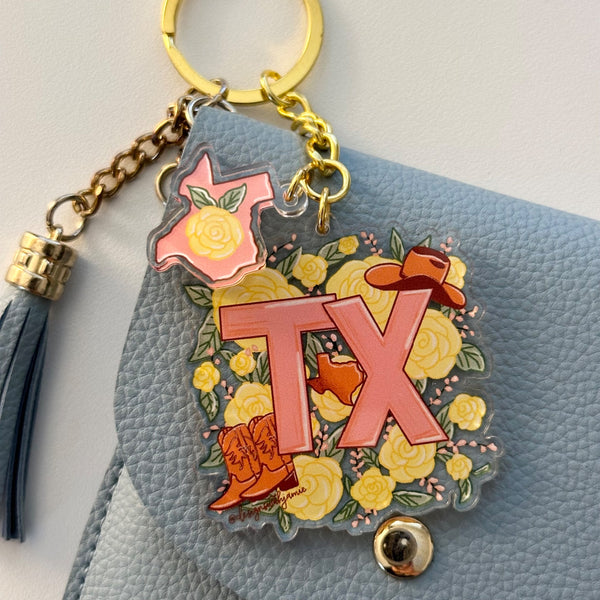 Texas Yellow Rose Keychain - 1