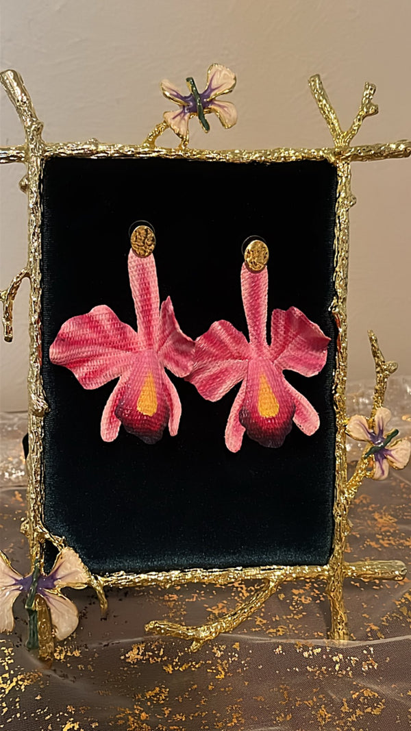 Cattleya Orchid Earrings - Handcrafted from Banana Fiber - 5