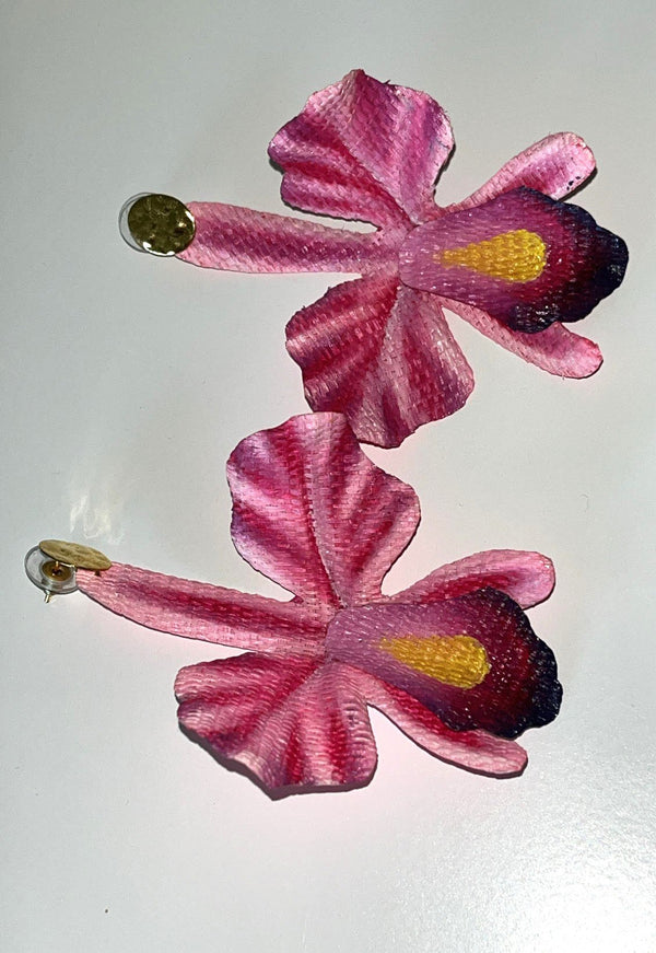 Cattleya Orchid Earrings - Handcrafted from Banana Fiber - 7