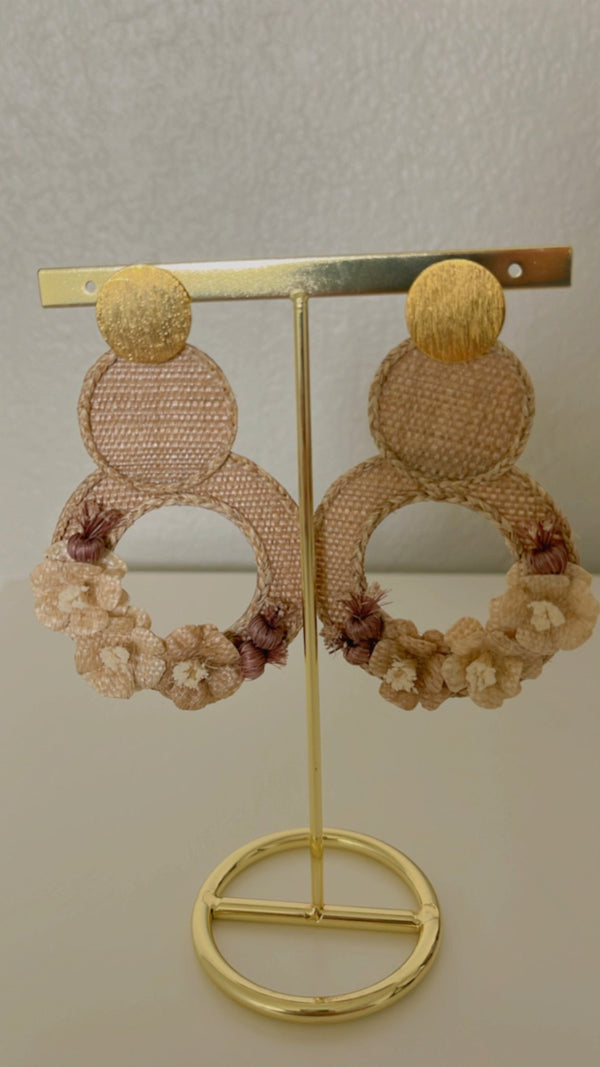 Traditional Brown Banana Fiber Earrings - 1