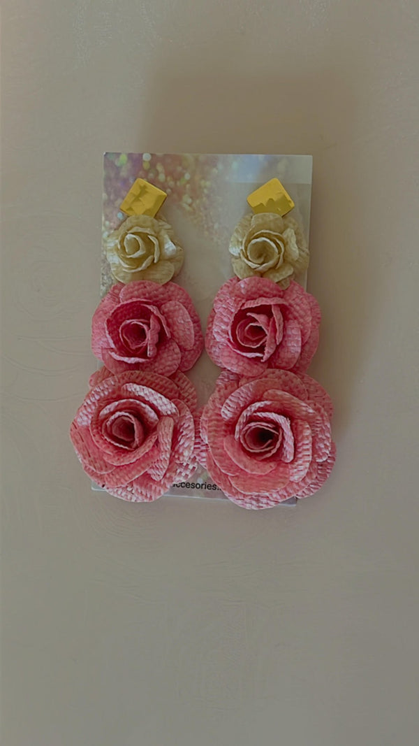 Rosie Blooming trio banana fiber earrings  - 1