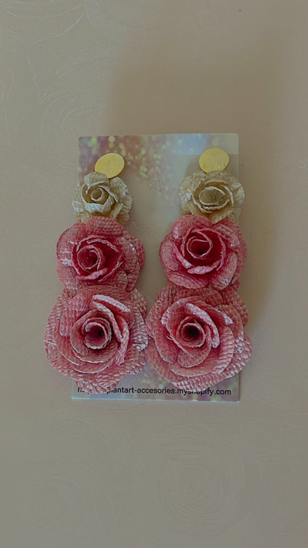 Rosie Blooming trio banana fiber earrings  - 3