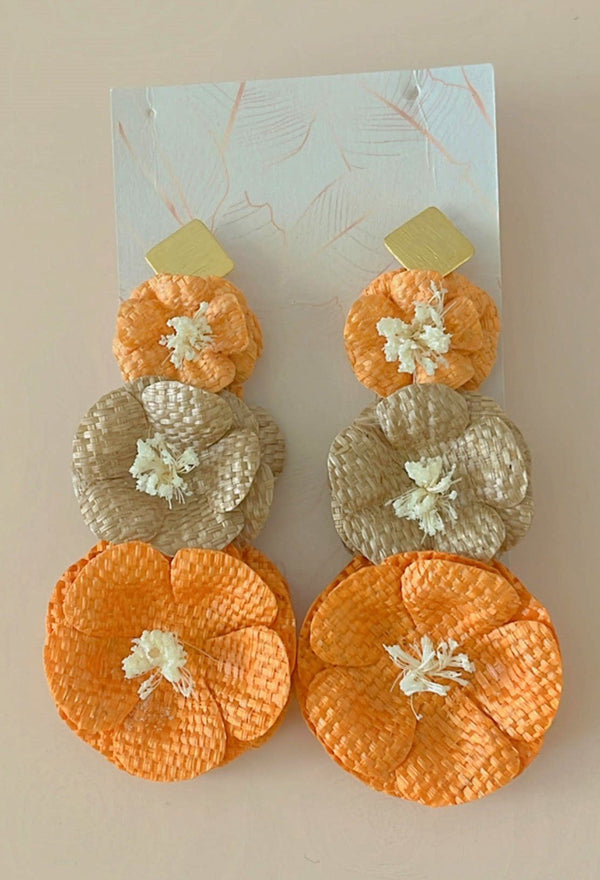 Jasmine Bloom Trio: Elegant Banana Fiber Earrings - 2