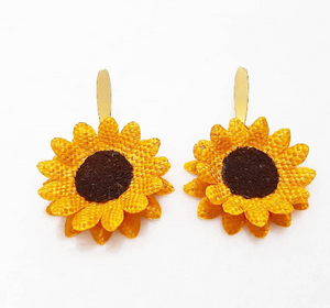 Sunflower banana fiber earrings  - 1