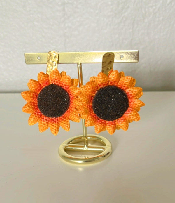 Sunflower banana fiber earrings  - 3