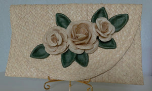 Trio Roses with leaves Clutch-Banana fiber. - 1