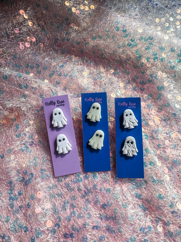 Ghost Stud Clay Earrings  - 1