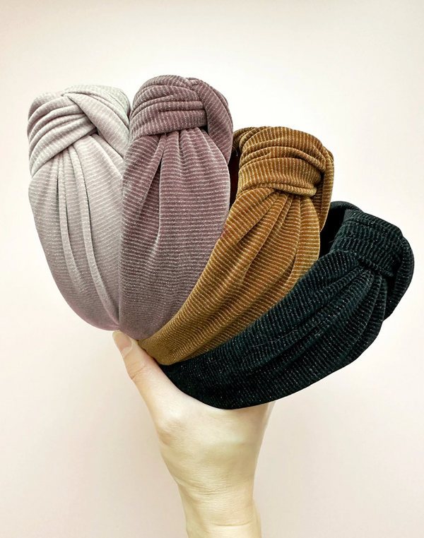 Ribbed Shimmer Top Knot Fall Headbands - 1