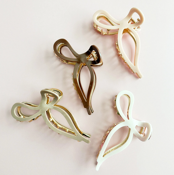 Bow Gold Metal Hair Claw - 1