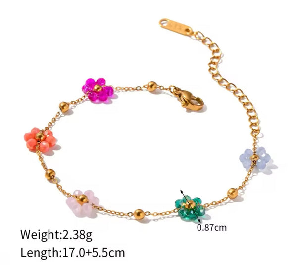 Colorful beaded gold bracelet  - 2