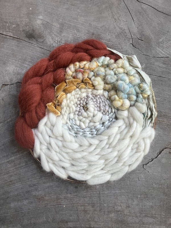 Autumn Meets Winter in a Fluffy Hoop Weaving - 1