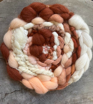 An Earthy, Peach, Fluffy Hoop Weaving - 1