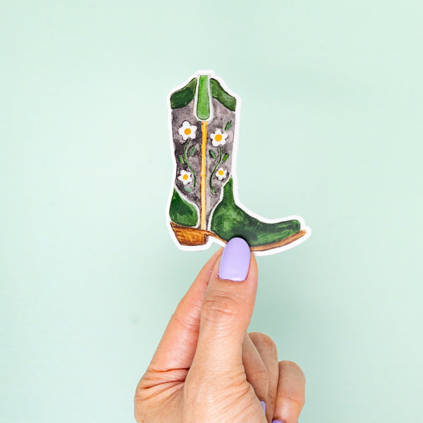 Green Daisy Cowboy Boot Magnet			 - 2