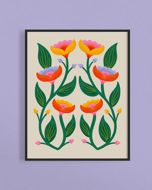 Symmetrical Flowers 2 Art Print - 1