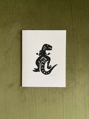 'T-Rex' Block Print Notecard - 1