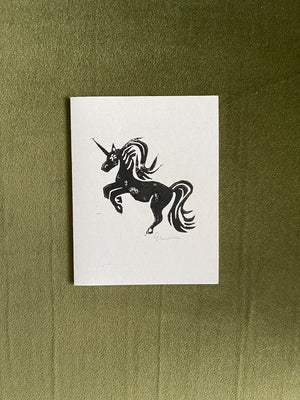 'Unicorn' Block Print Notecard - 1