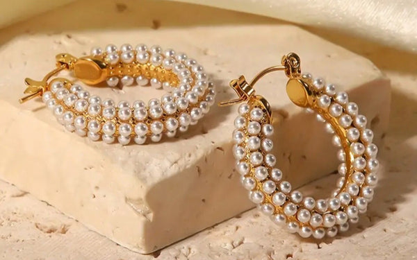 Pearl hoops- medium size  - 1