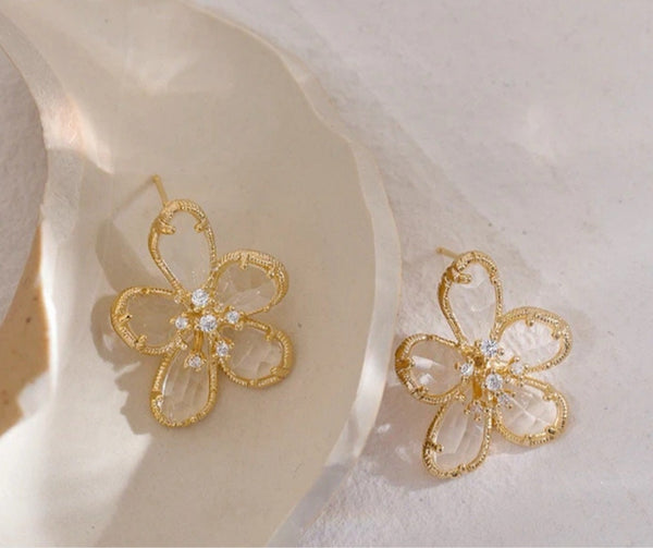 Cz Flower Earrings   - 3