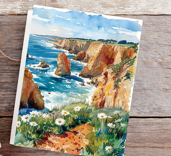 Seaview in watercolor -Greeting card - 1