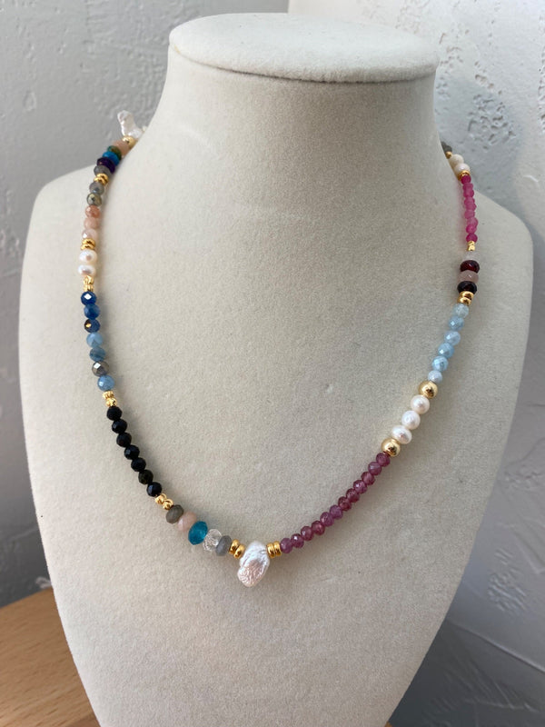 Two Tone Pearl & Bead Necklace - 1