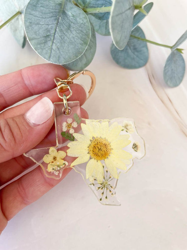 Pressed Flower Texas Keychain - 1