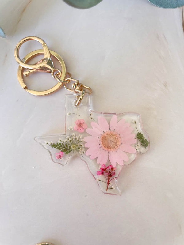 Pressed Flower Texas Keychain - 8