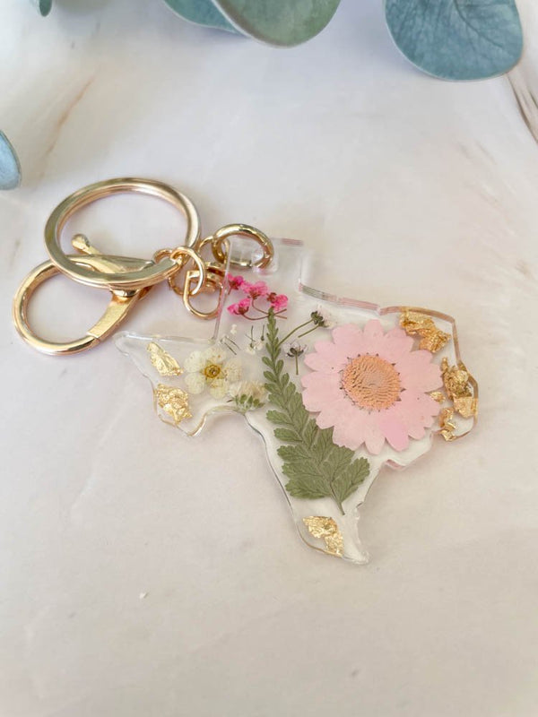 Pressed Flower Texas Keychain - 10