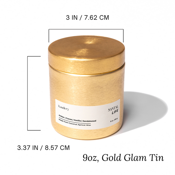 Yuzu Shiso Leaf Candle | 9 oz Gold Glam Tin - 4