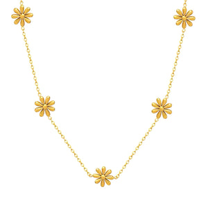 Gold Daisy Flower Necklace  - 1