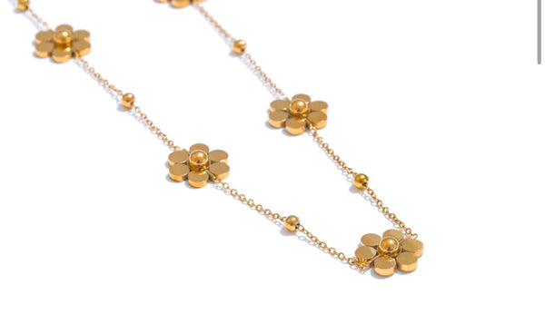 Gold Flower Chain Necklace - 1