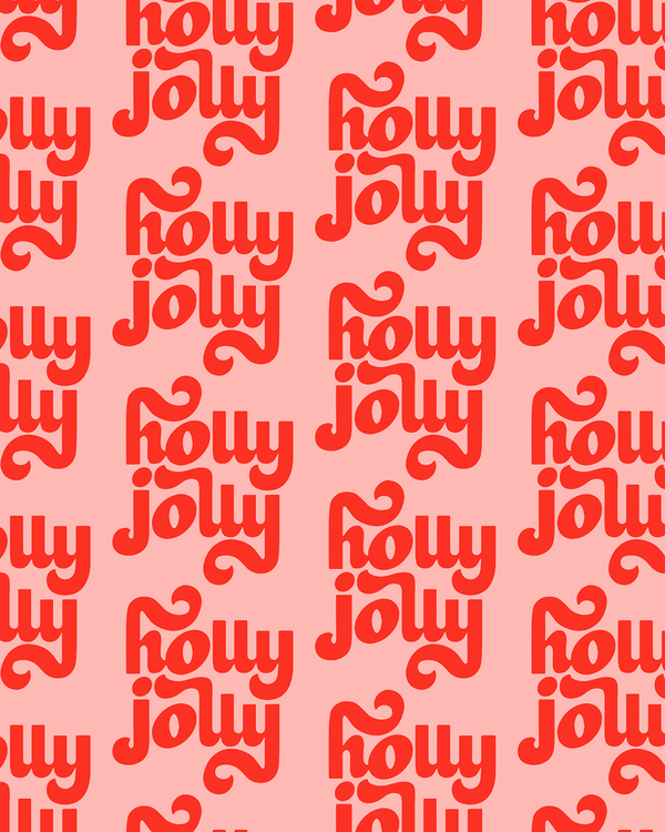 Holly Jolly Hand Lettering Pattern - Wrapping Paper Sheets - 3