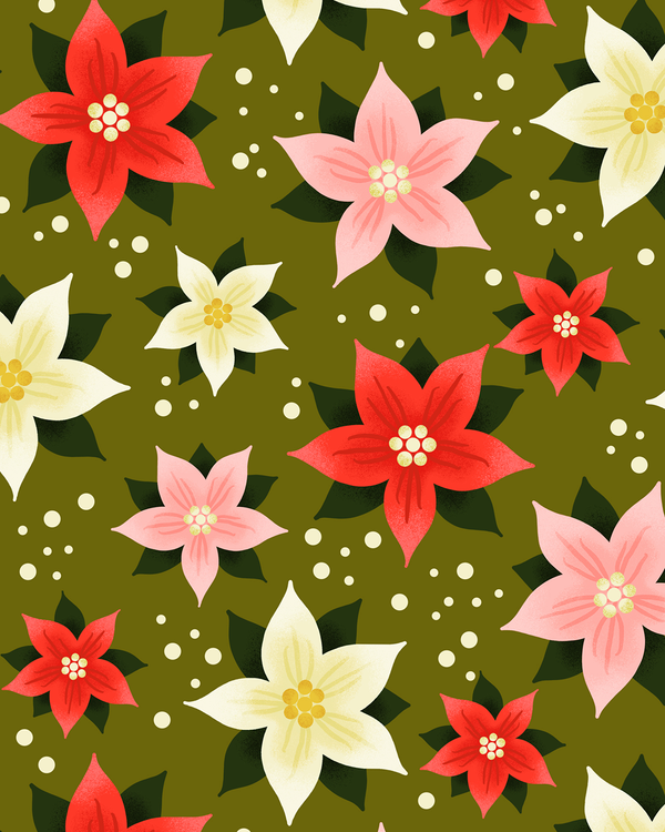 Poinsettia Pattern - Wrapping Paper Sheets - 3