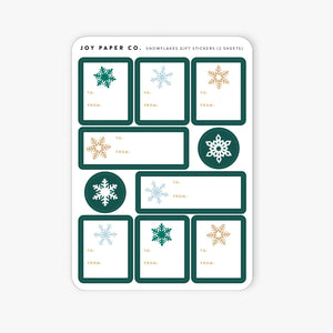 Snowflakes Gift Sticker Sheet, Set of 2 - 1